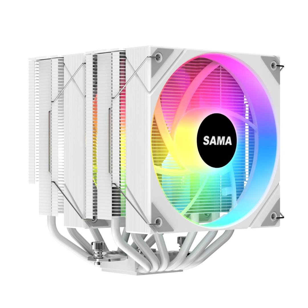SAMA 6PDW ARGB White CPU Air Cooler 120mm Cooling Fan 1 SAMA 6PDW ARGB White CPU Air Cooler 120mm Cooling Fan