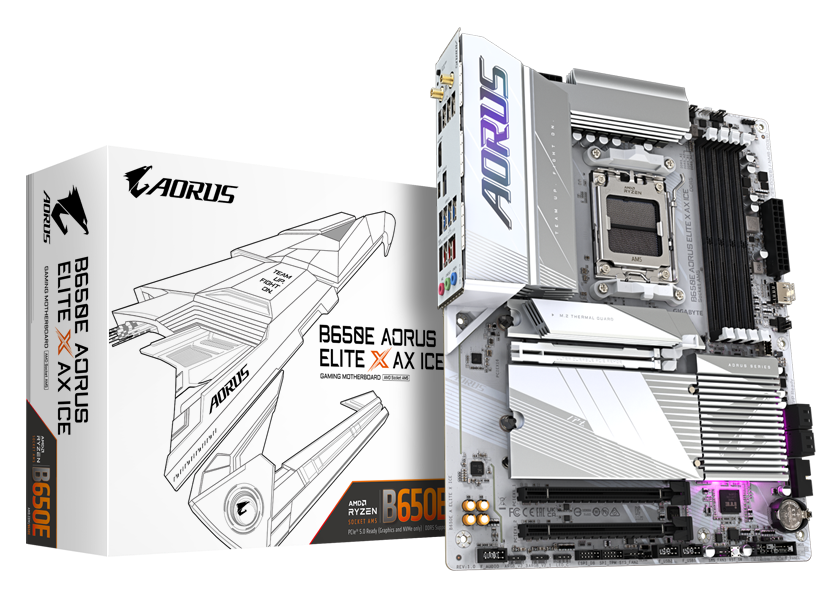GIGABYTE B650E AORUS Elite X AX ICE AM5 MOTHERBOARD 1 GIGABYTE B650E AORUS Elite X AX ICE AM5 MOTHERBOARD