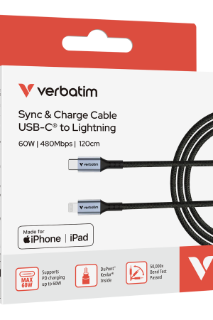 Verbatim 60W Sync & Charge Cable USB-C to Lightning 120cm