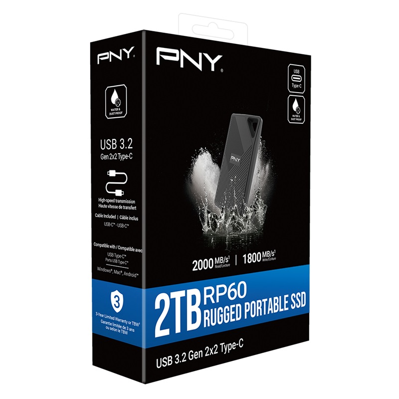 PNY RP60 2TB USB 3.2 Gen 2x2 Type-C Portable SSD 1 PNY RP60 2TB USB 3.2 Gen 2x2 Type-C Portable SSD