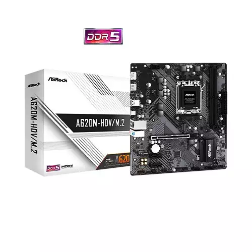 ASRock A620M-HDV/M.2 DDR5 AM5 Motherboard 1 ASRock A620M-HDV/M.2 DDR5 AM5 Motherboard